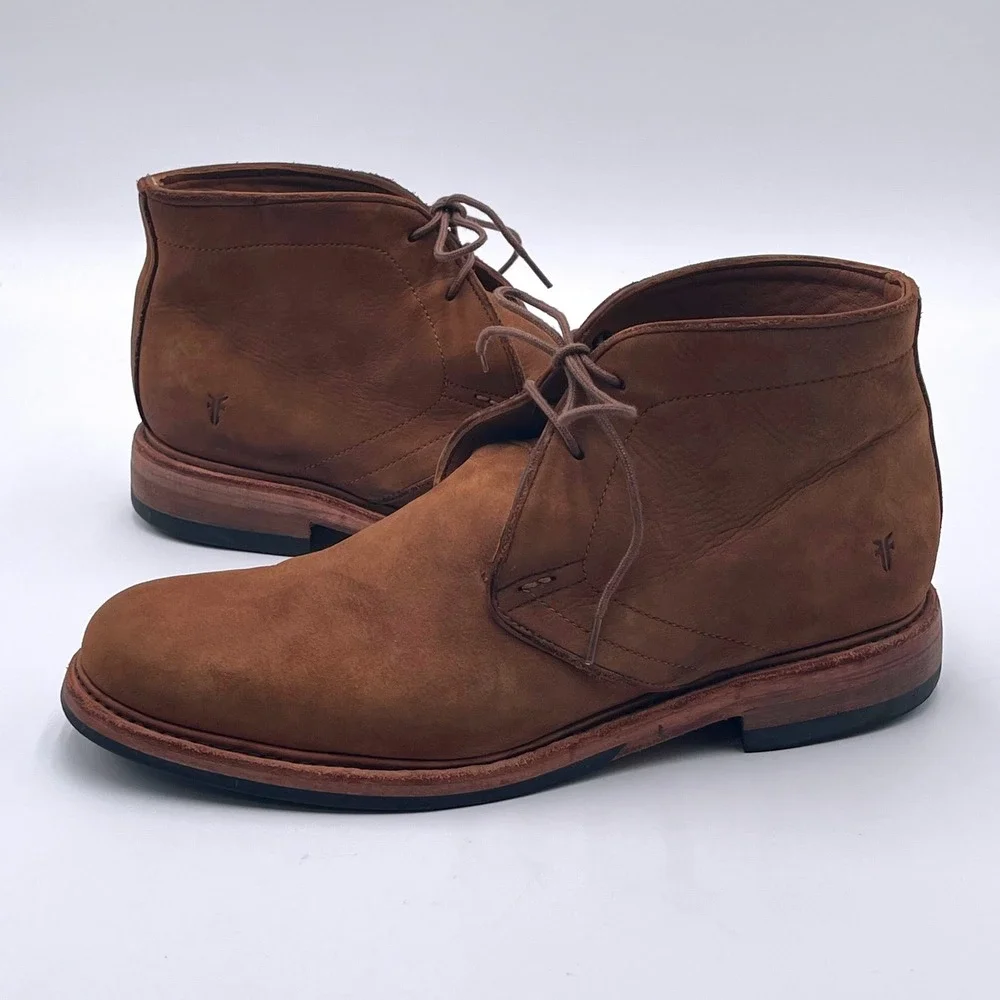 Frye Mens Bowery Chukka Boots Chestnut Brown Leather Ankle 3480431-CHT Size 8.5